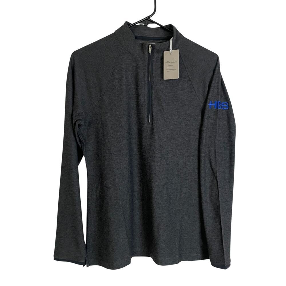 Peter Millar Perth Performance 1/4 Zip Womens M Gray Melange Raglan HBS Logo UPF